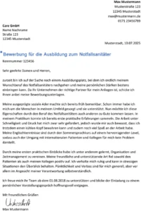 bewerbung-vorlage-notfallsanitaeter-ausbildung