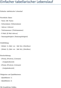 einfacher-tabellarischer-lebenslauf