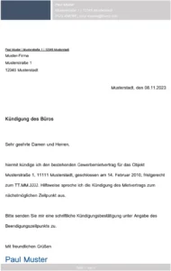 kuendigung-eines-bueros-muster-vorlage