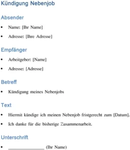 kuendigung-eines-nebenjobs-vorlage