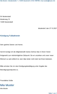 kuendigung-vorlage-fussballverein-fuer-kind