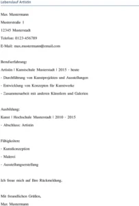 lebenslauf-artistin-gestalten-mit-der-vorlage