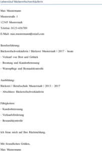 lebenslauf-baeckereifachverkaeuferin