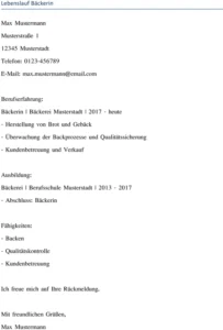 lebenslauf-baeckerin-vorlage-berufserfahrung-ausbildung-faeigkeiten
