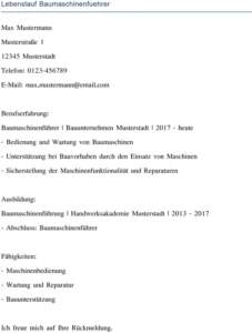 lebenslauf-baumaschinenfuehrer-berufserfahrung-ausbildung-faeigkeiten