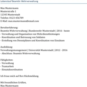 lebenslauf-beamtin-wehrverwaltung