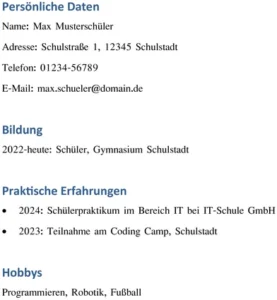 lebenslauf-fuer-schuelerpraktikum