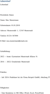 lebenslauf-vorlage-fuer-schueler-mit-praktikum-und-hobbys