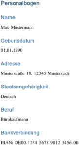 personalbogen-fuer-personliche-daten-organisation