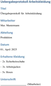 uebergabeprotokoll-arbeitskleidung-vorlage