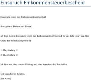 vorlage-einspruch-gegen-einkommensteuerbescheid