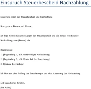 vorlage-einspruch-gegen-steuerbescheid-nachzahlung