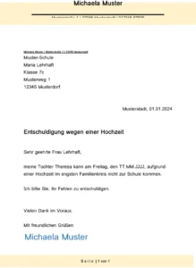 vorlage-entschuldigung-hochzeit-schule