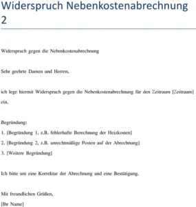 widerspruch-nebenkostenabrechnung-vorlage
