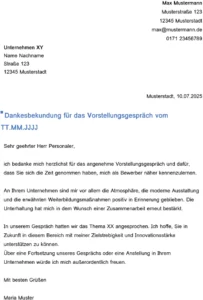 word-dankesbekundung-vorlage-fuer-vorstellungsgespraeche